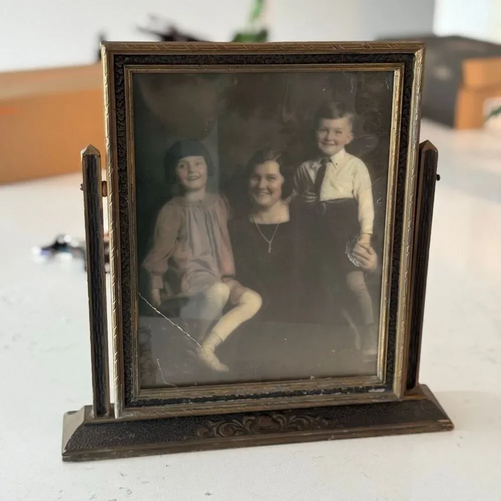 Vintage Art Deco Swivel Wood Picture Frame 1930s Swinging Photo Frame